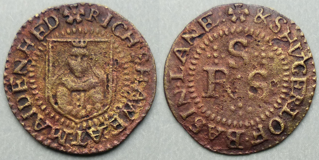 Basing Lane, Rich Shawe farthing token Basing Lane, Rich Shawe farthing token